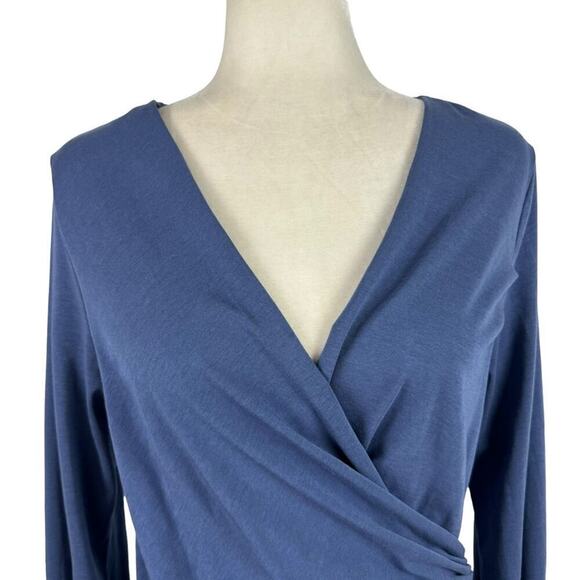 Sundance Always Right Dress Faux Wrap Womens Size L Blue Cotton Modal Midi - Picture 6 of 16